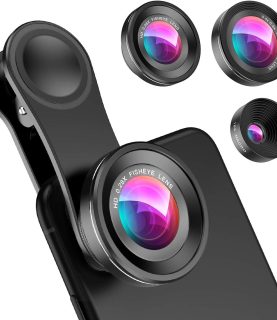 Criacr Phone Camera Lens, 0.4X Wide Angle Lens, 180 Fisheye and 10X Macro Screwed Together, Clip on Cell Phone Compatible with iPhone, Smartphones