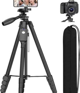 XXZU Tripod, 67" Camera Tripod with Travel Bag, Cell Phone Tripod with Remote, Aluminum Portable Tripod Stand with Phone Tripod Mount & 1/4”Screw, for Phone/Camera/Projector/DSLR/SLR